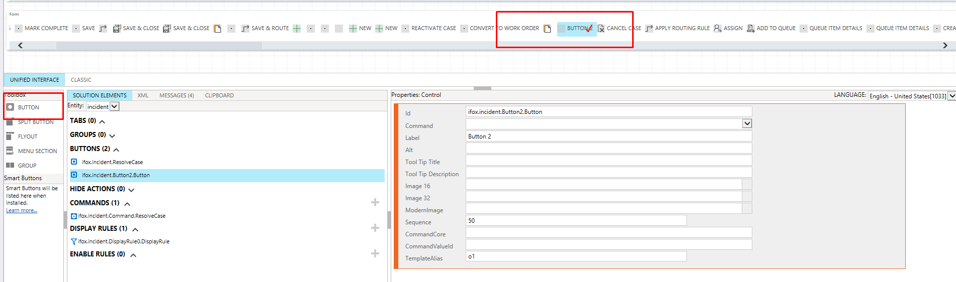 Resolve Case Button Configuration